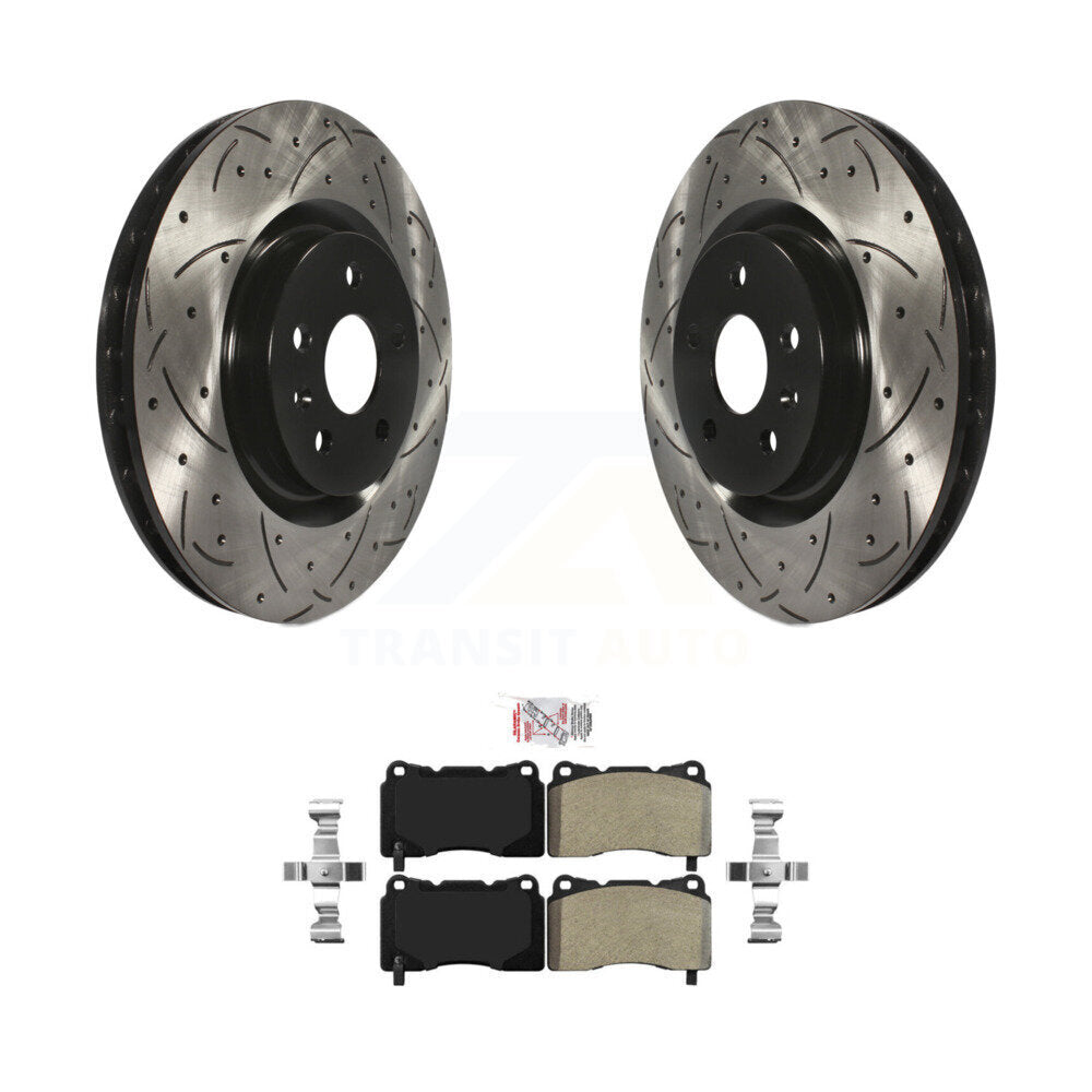 Front Coated Drill Slot Disc Brake Rotor Semi-Metallic Pad Kit For Pontiac G8 Buick Regal KDA-102363