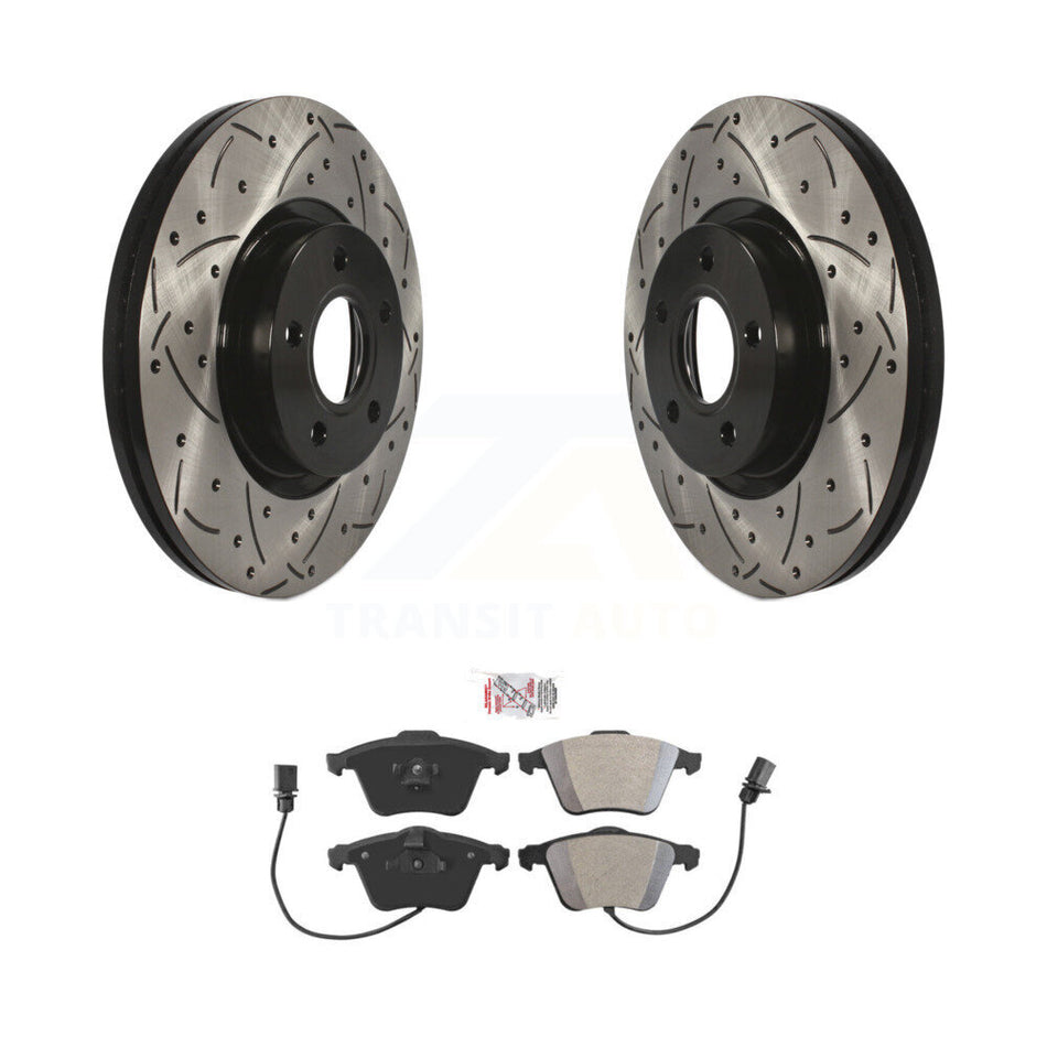 Front Coated Drilled Slotted Disc Brake Rotors And Semi-Metallic Pads Kit For Volvo S40 KDA-102378