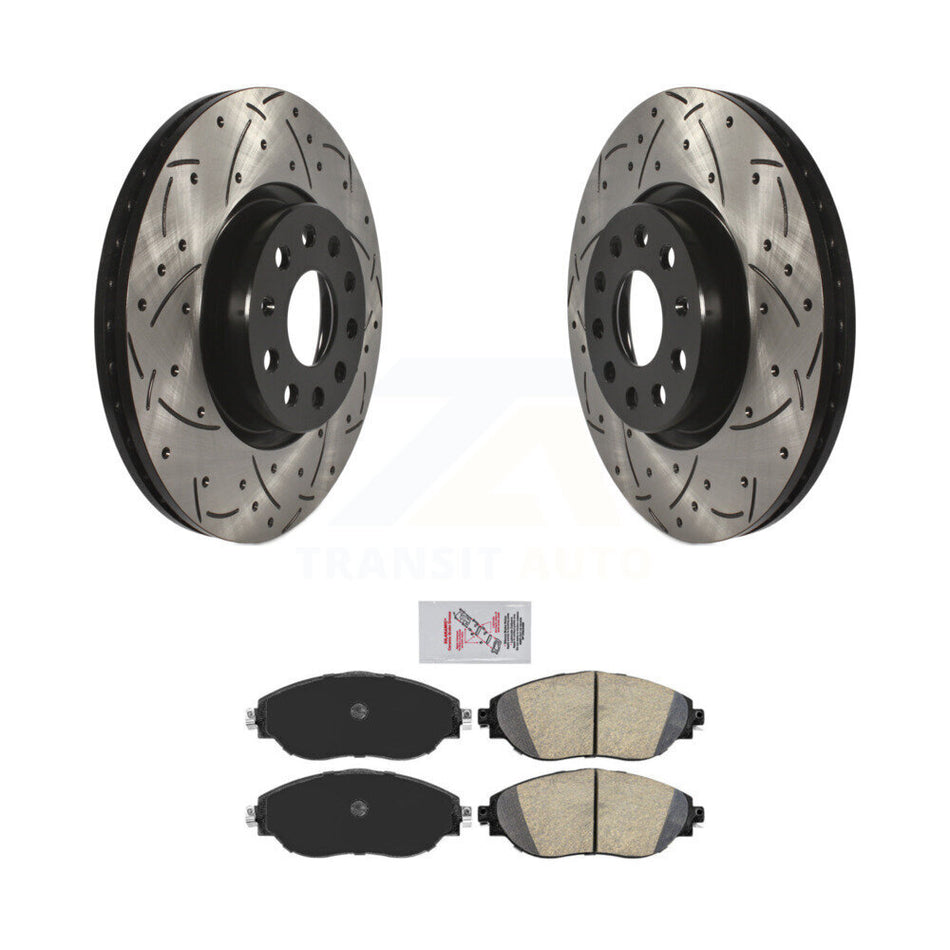Front Drilled Slot Brake Rotors Ceramic Pad Kit For Volkswagen GTI Arteon Audi A3 Quattro KDA-102379