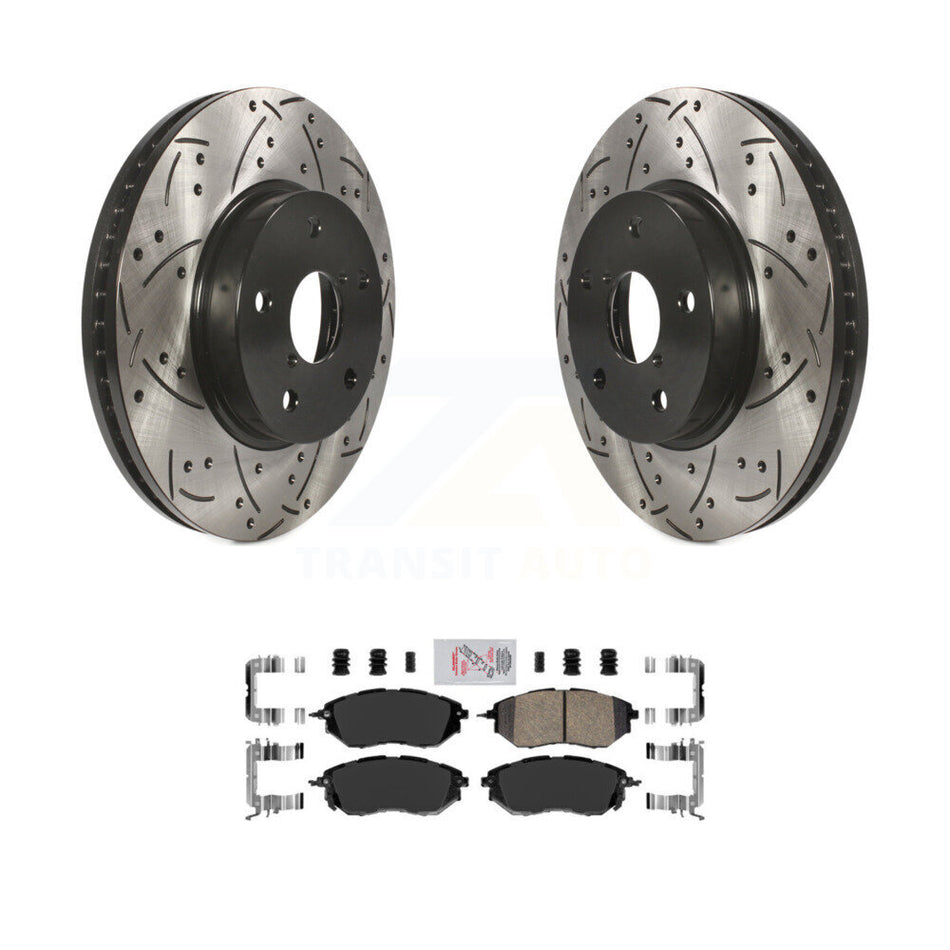 Front Coated Drilled Slotted Disc Brake Rotor Ceramic Pad Kit For 2015 Subaru Legacy 2.5L KDA-102380