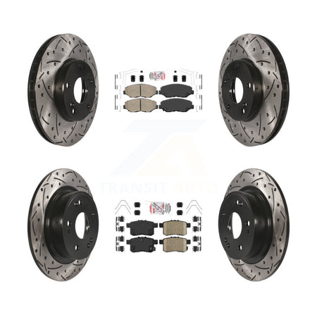 Front Rear Ceramic Pads And Coated Drilled Slotted Disc Brake Rotors Kit For Honda Accord KDA-102394