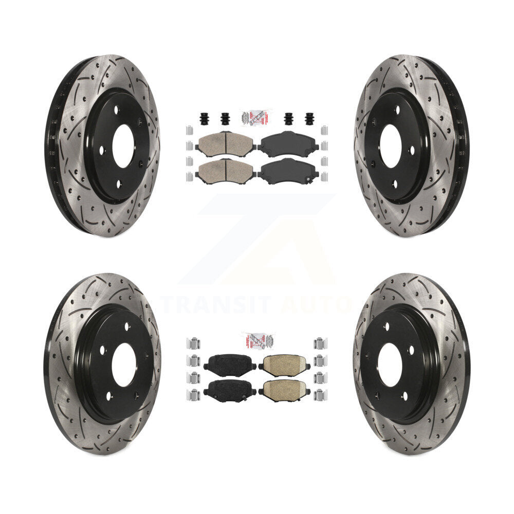 Front Rear Ceramic Pad Drill Slot Brake Rotor Kit For Dodge Grand Caravan Chrysler Town & KDA-102396