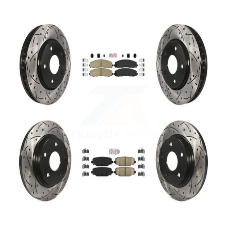 Front Rear Ceramic Pad & Coated Drilled Slot Disc Brake Rotor Kit For Dodge Grand Caravan KDA-102400