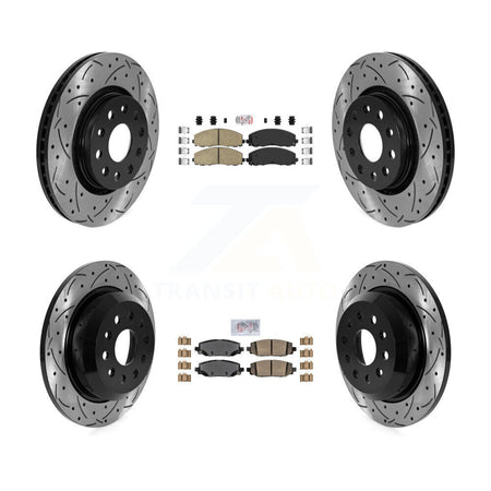 Front Rear Ceramic Pad & Drilled Slot Brake Rotor Kit For 2018-2020 Jeep Wrangler Rubicon KDA-102404