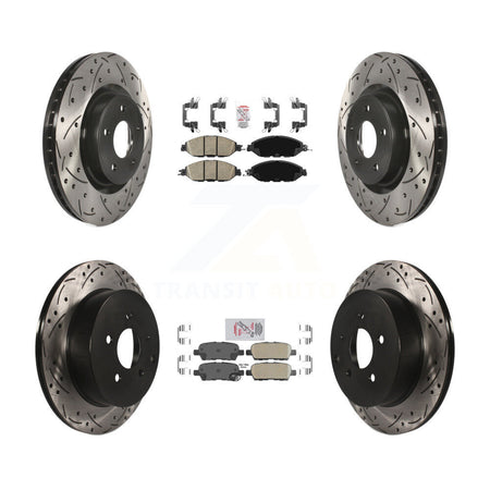 Front Rear Ceramic Pad Drilled Slot Brake Rotor Kit For Nissan Murano Pathfinder INFINITI KDA-102409