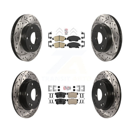Front Rear Ceramic Pad Coat Drill Slot Disc Brake Rotors Kit For 2013-2015 Acura ILX 1.5L KDA-102411