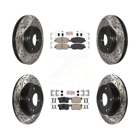 Front Rear Ceramic Pad Coat Drill Slot Disc Brake Rotors Kit For 2014-2015 Acura ILX 2.0L KDA-102413