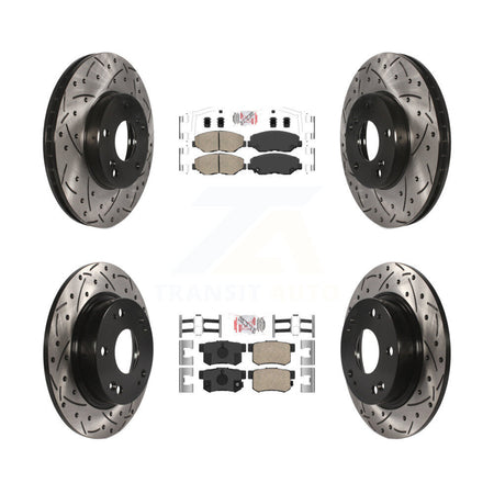 Front Rear Ceramic Pad Coat Drill Slot Disc Brake Rotors Kit For 2014-2015 Acura ILX 2.0L KDA-102414