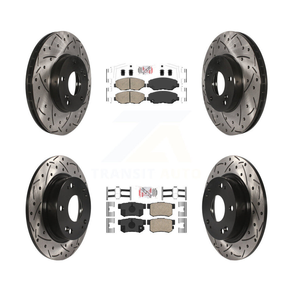 Front Rear Ceramic Pad Coat Drill Slot Disc Brake Rotors Kit For 2014-2015 Acura ILX 2.0L KDA-102414