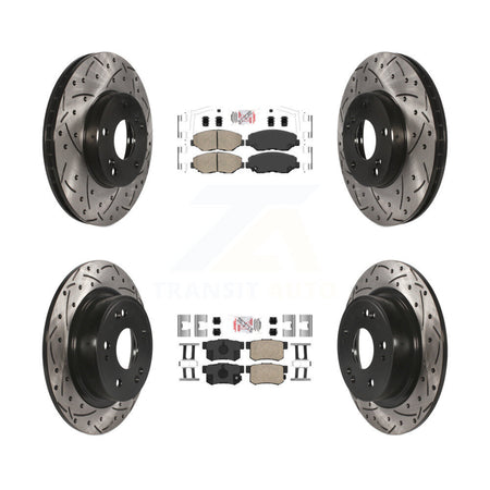 Front Rear Ceramic Pads And Coated Drilled Slotted Disc Brake Rotors Kit For Honda Accord KDA-102415