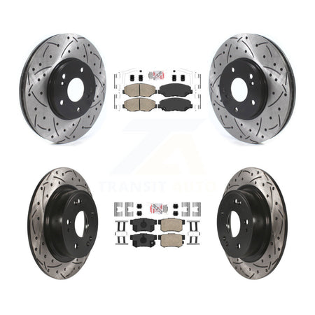 Front Rear Ceramic Pads And Coated Drilled Slotted Disc Brake Rotors Kit For Honda Accord KDA-102416