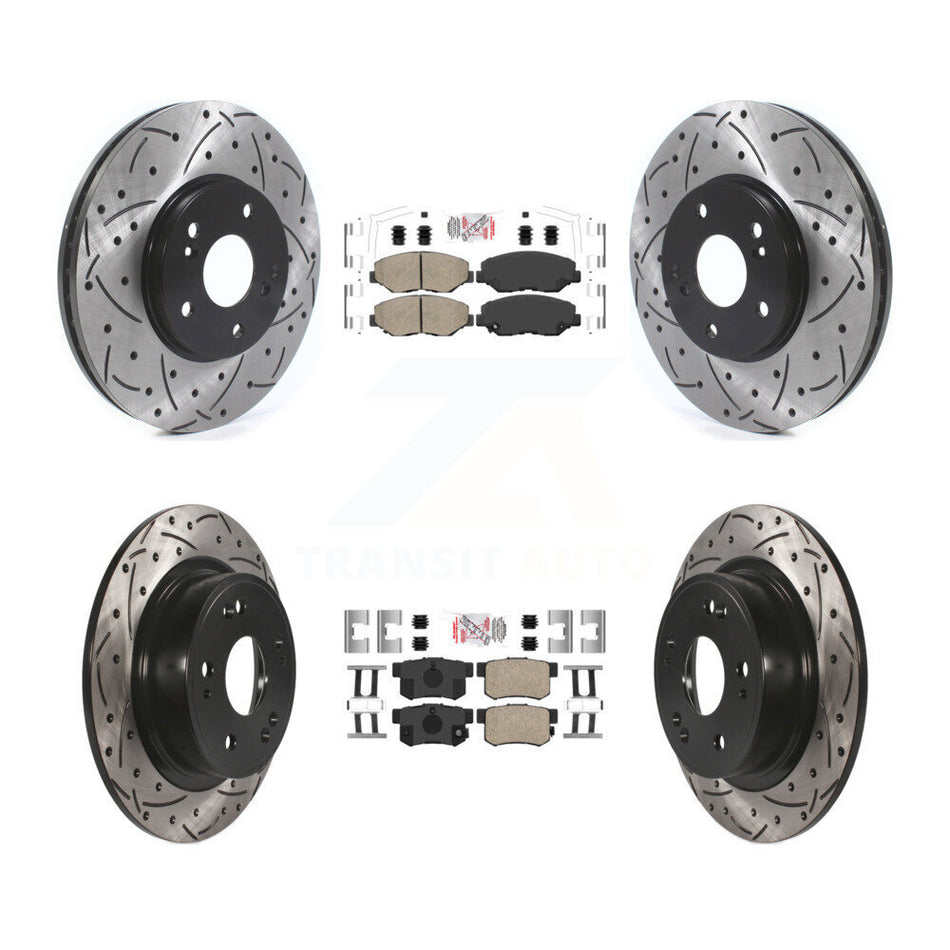 Front Rear Ceramic Pads And Coated Drilled Slotted Disc Brake Rotors Kit For Honda Accord KDA-102416