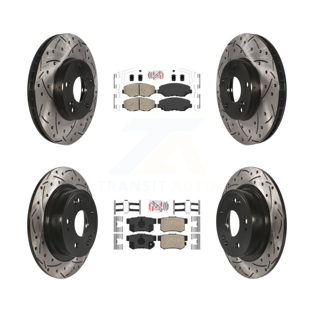 Front Rear Ceramic Pads And Coated Drilled Slotted Disc Brake Rotors Kit For Honda Accord KDA-102417