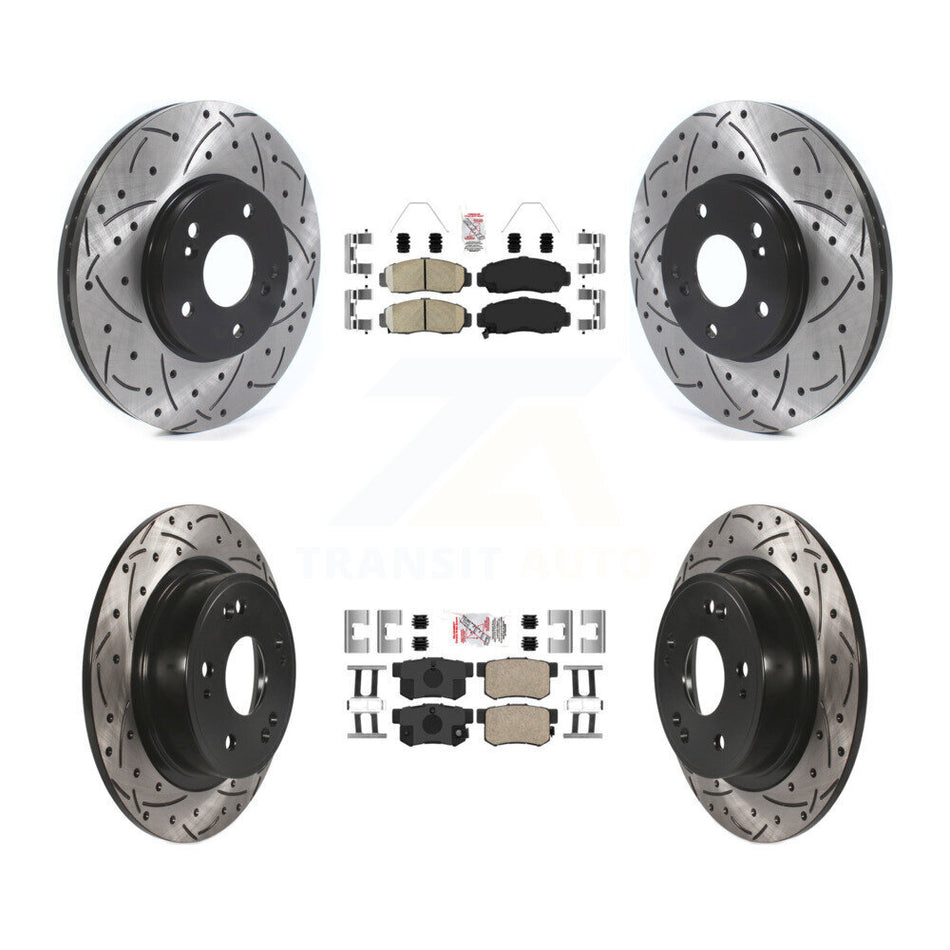 Front Rear Ceramic Pads And Coated Drilled Slotted Disc Brake Rotors Kit For Honda Accord KDA-102420
