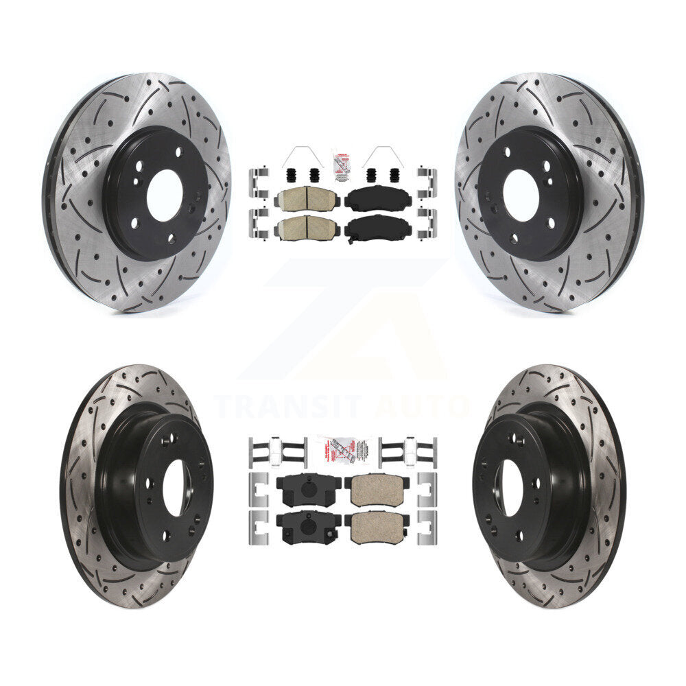 Front Rear Ceramic Pads And Coated Drilled Slotted Disc Brake Rotors Kit For Honda Accord KDA-102422