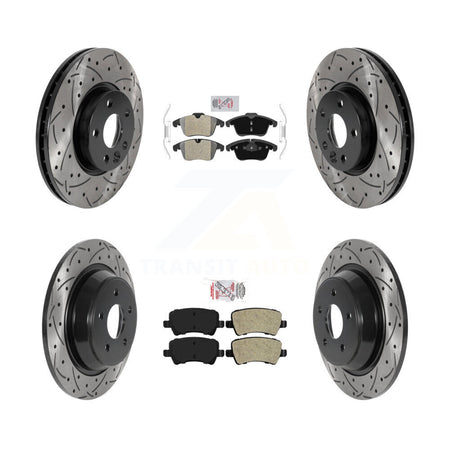 Front Rear Semi-Metallic Pad Drill Slot Brake Rotor Kit For 12-15 Land Rover Range Evoque KDA-102428