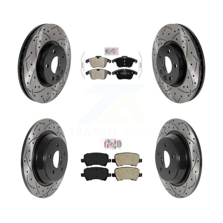 Front Rear Semi-Metallic Pad Drill Slot Brake Rotor Kit For 12-15 Land Rover Range Evoque KDA-102428