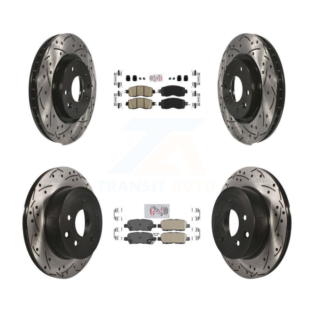 Front Rear Ceramic Pads And Coated Drilled Slotted Disc Brake Rotors Kit For Nissan LEAF KDA-102429