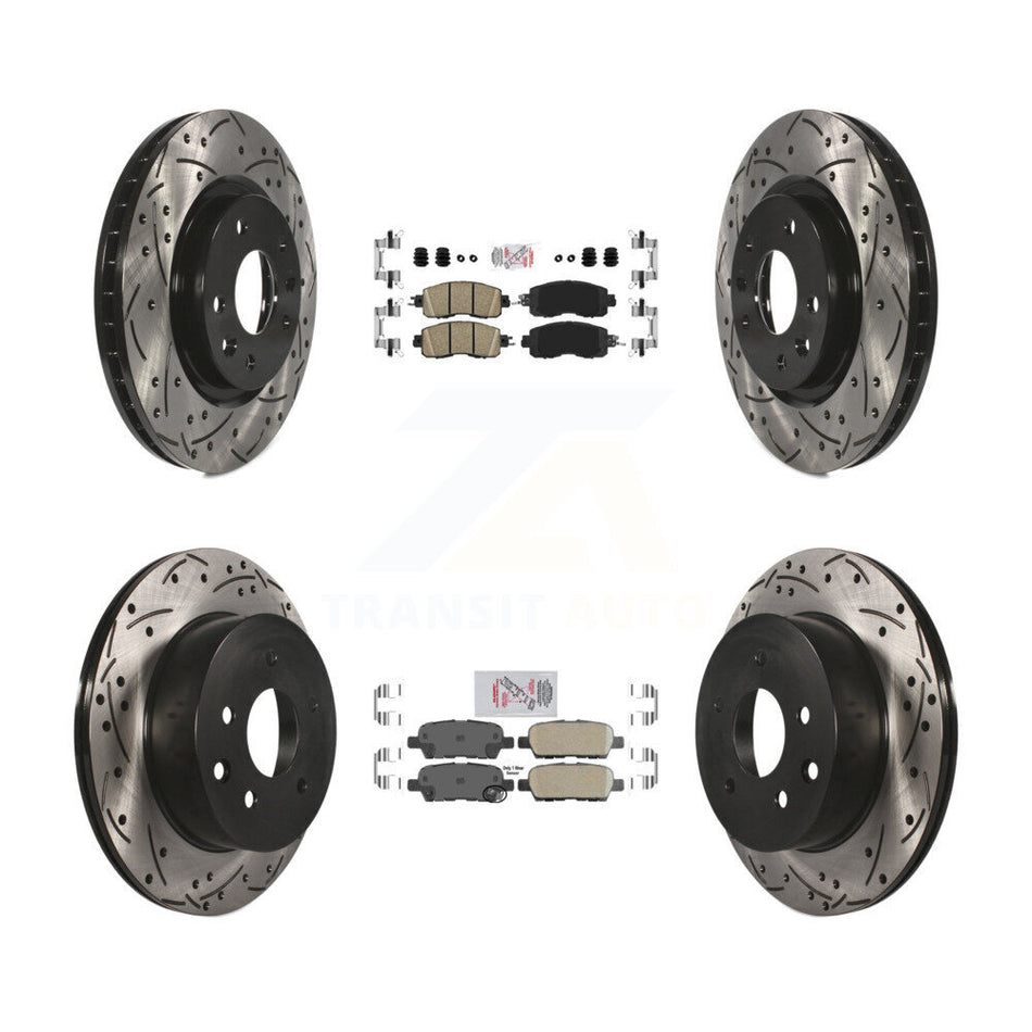 Front Rear Ceramic Pads And Coated Drilled Slotted Disc Brake Rotors Kit For Nissan LEAF KDA-102429
