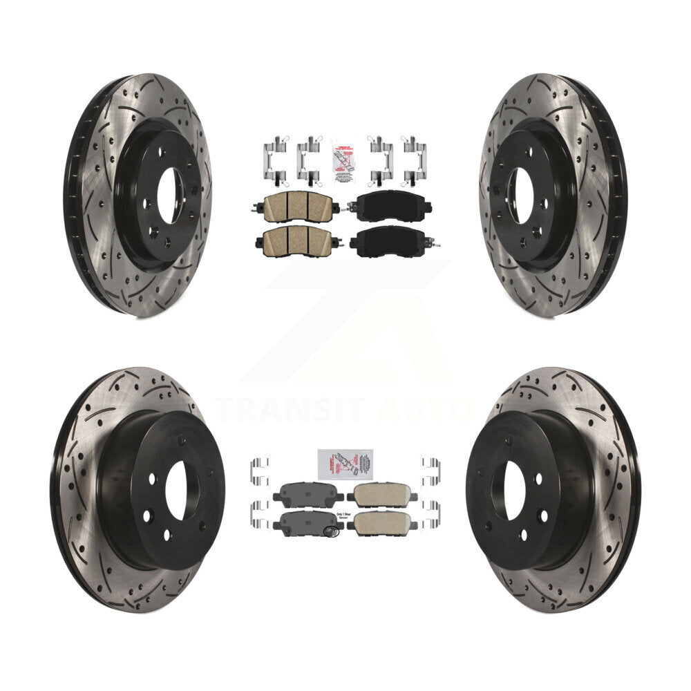 Front Rear Ceramic Pads And Coated Drilled Slotted Disc Brake Rotors Kit For Nissan LEAF KDA-102431