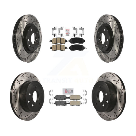 Front Rear Ceramic Pads And Coated Drilled Slotted Disc Brake Rotors Kit For Nissan LEAF KDA-102431