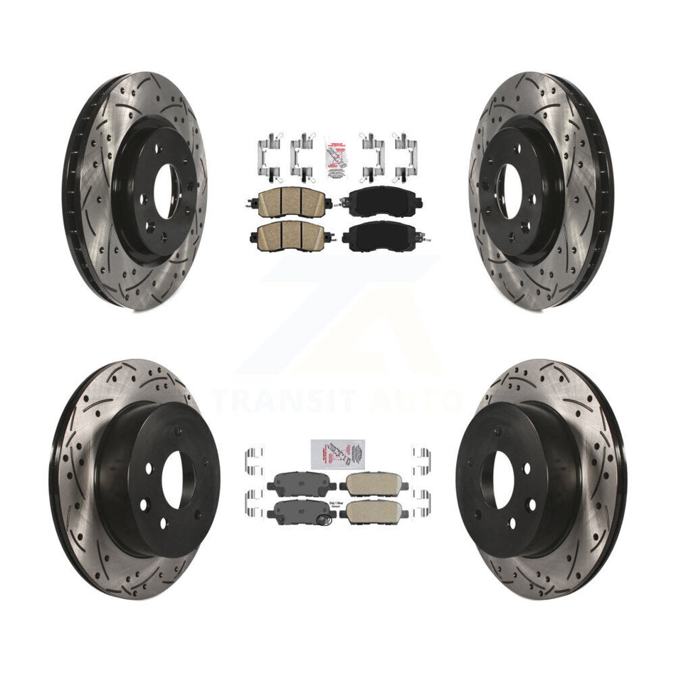 Front Rear Ceramic Pads And Coated Drilled Slotted Disc Brake Rotors Kit For Nissan LEAF KDA-102431