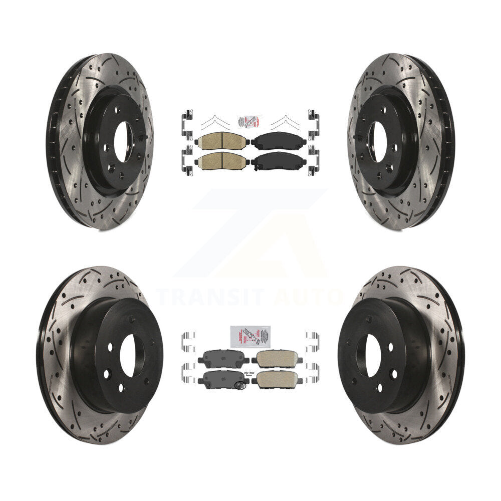 Front Rear Ceramic Pads And Coated Drilled Slotted Disc Brake Rotors Kit For Nissan LEAF KDA-102433