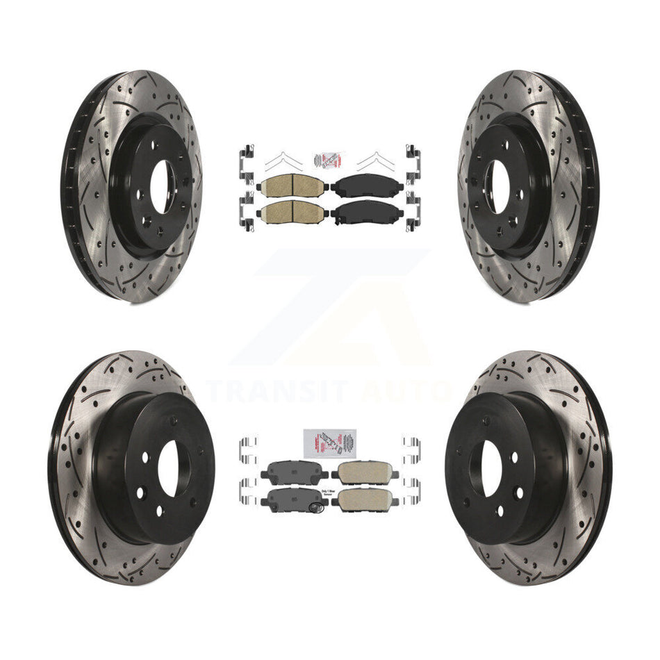 Front Rear Ceramic Pads And Coated Drilled Slotted Disc Brake Rotors Kit For Nissan LEAF KDA-102433