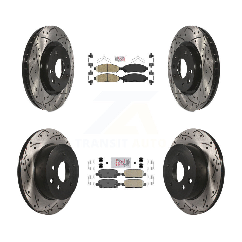 Front Rear Ceramic Pads And Coated Drilled Slotted Disc Brake Rotors Kit For Nissan LEAF KDA-102434