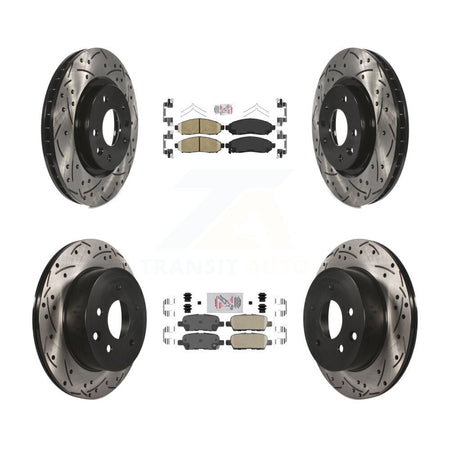 Front Rear Ceramic Pads And Coated Drilled Slotted Disc Brake Rotors Kit For Nissan LEAF KDA-102434