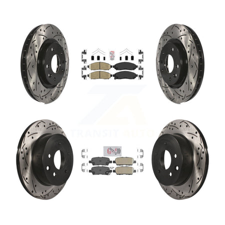 Front Rear Ceramic Pads And Coated Drilled Slotted Disc Brake Rotors Kit For Nissan LEAF KDA-102435
