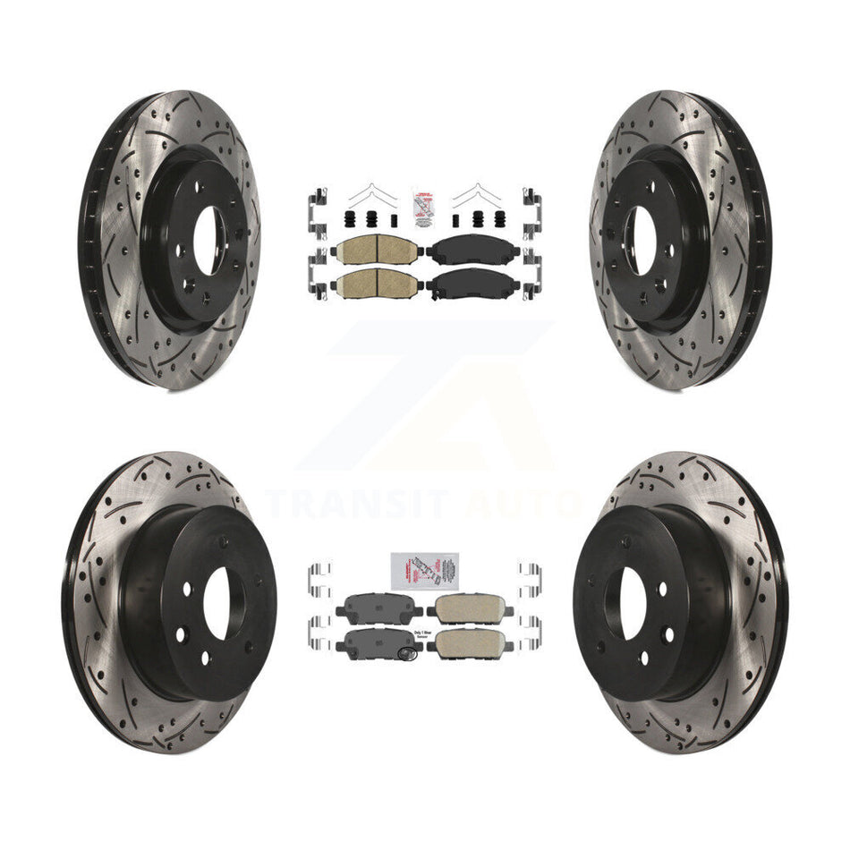 Front Rear Ceramic Pads And Coated Drilled Slotted Disc Brake Rotors Kit For Nissan LEAF KDA-102435