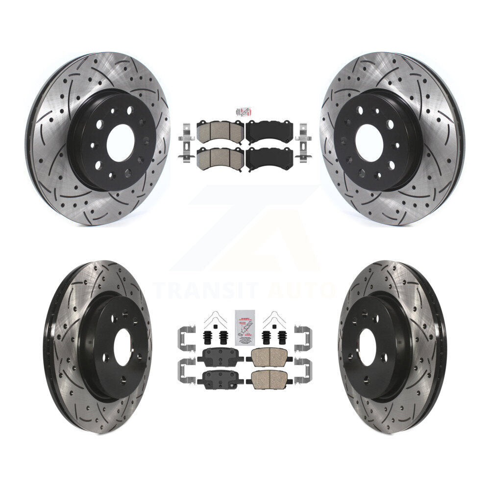 Front Semi-Metallic Rear Ceramic Pad Drill Slot Disc Brake Rotor Kit For Chevrolet Camaro KDA-102439