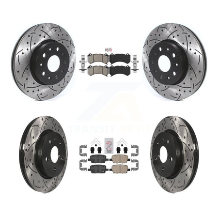 Front Semi-Metallic Rear Ceramic Pad Drill Slot Disc Brake Rotor Kit For Chevrolet Camaro KDA-102439