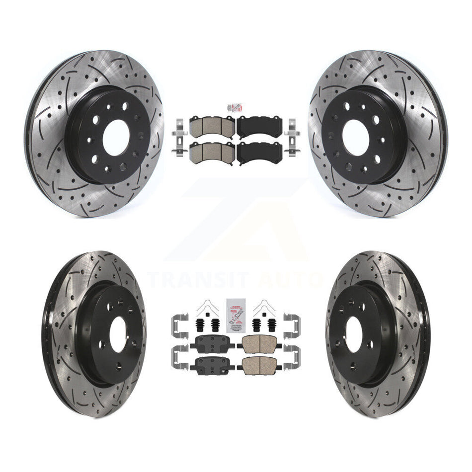 Front Semi-Metallic Rear Ceramic Pad Drill Slot Disc Brake Rotor Kit For Chevrolet Camaro KDA-102439