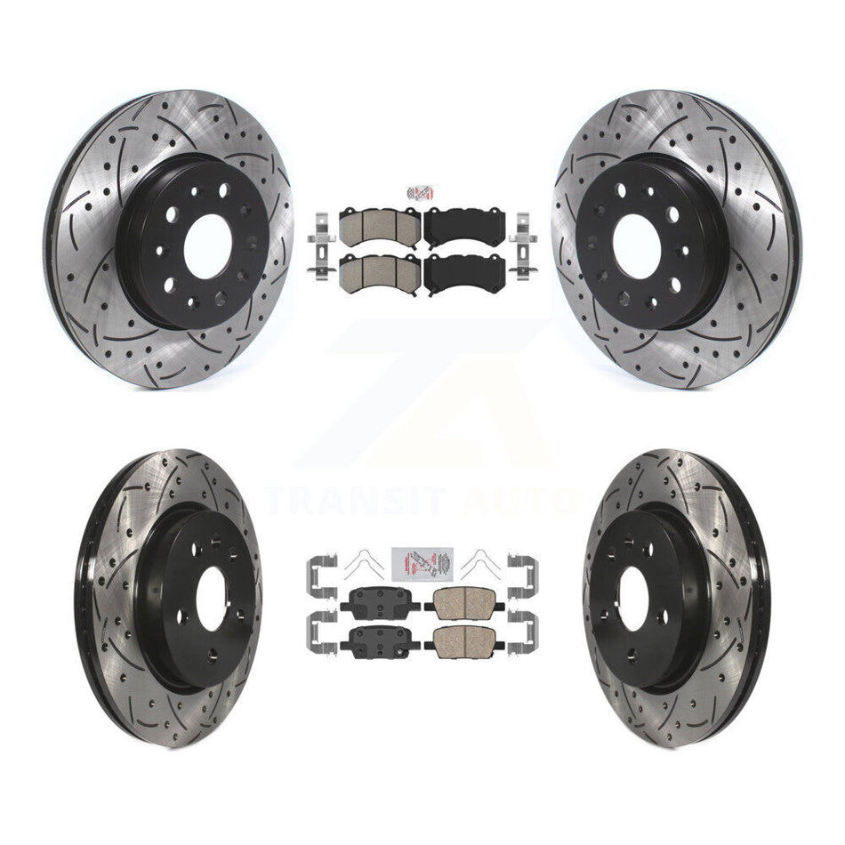 Front Semi-Metallic Rear Ceramic Pad Drill Slot Disc Brake Rotor Kit For Chevrolet Camaro KDA-102440