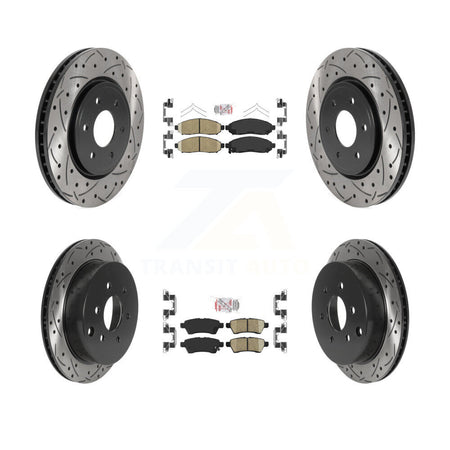 Front Rear Ceramic Pad Coated Drill Slot Disc Brake Rotor Kit For 2006-2007 Nissan Xterra KDA-102442
