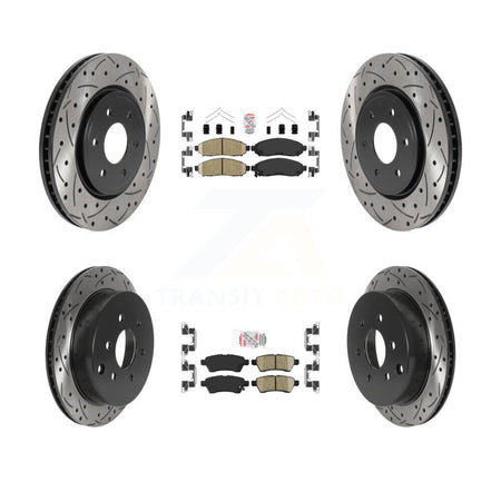 Front Rear Ceramic Pad Coated Drill Slot Disc Brake Rotor Kit For 2006-2007 Nissan Xterra KDA-102443