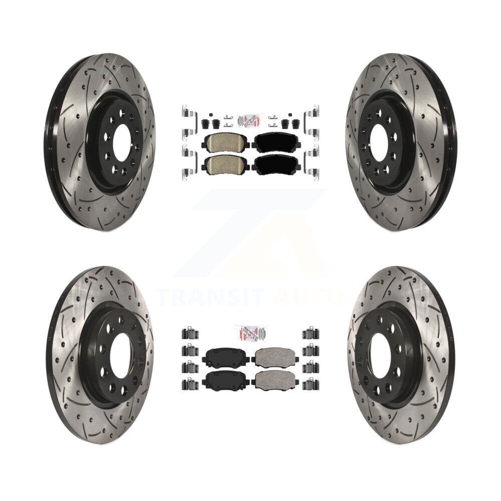 Front Rear Ceramic Pads And Coated Drilled Slotted Disc Brake Rotors Kit For Chrysler 200 KDA-102444