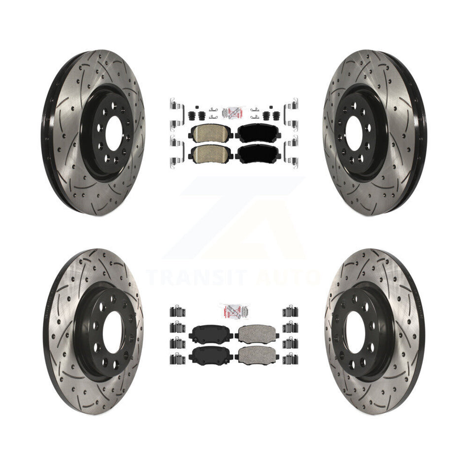 Front Rear Ceramic Pads And Coated Drilled Slotted Disc Brake Rotors Kit For Chrysler 200 KDA-102444