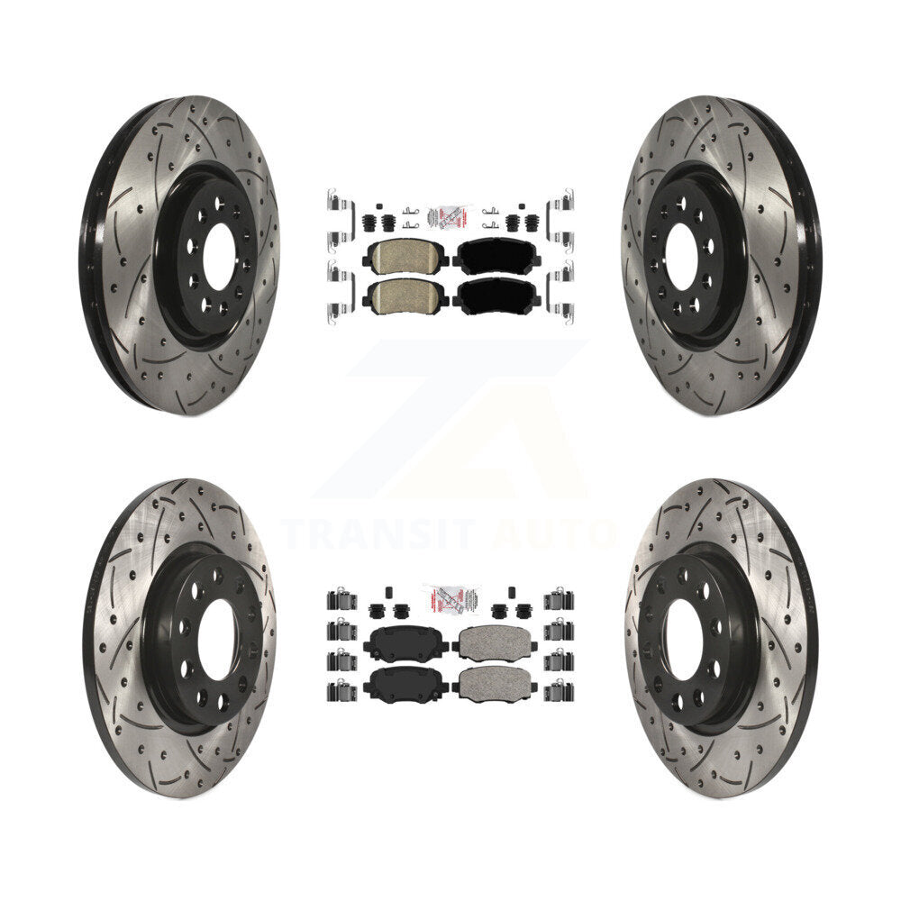 Front Rear Ceramic Pads And Coated Drilled Slotted Disc Brake Rotors Kit For Chrysler 200 KDA-102445