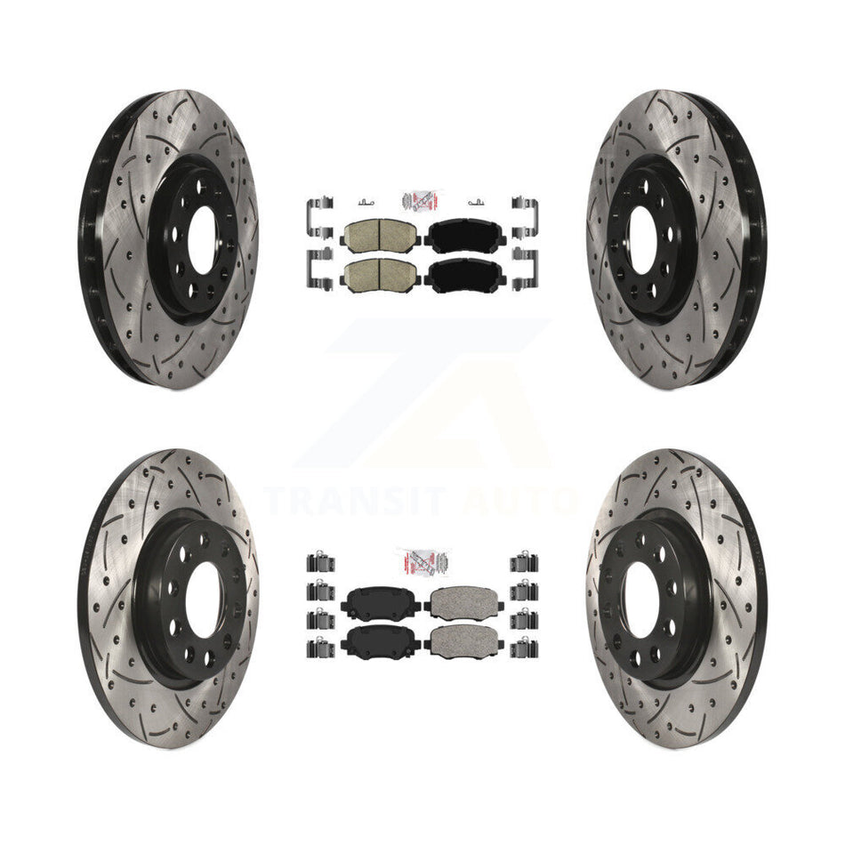 Front Rear Ceramic Pads And Coated Drilled Slotted Disc Brake Rotors Kit For Chrysler 200 KDA-102446