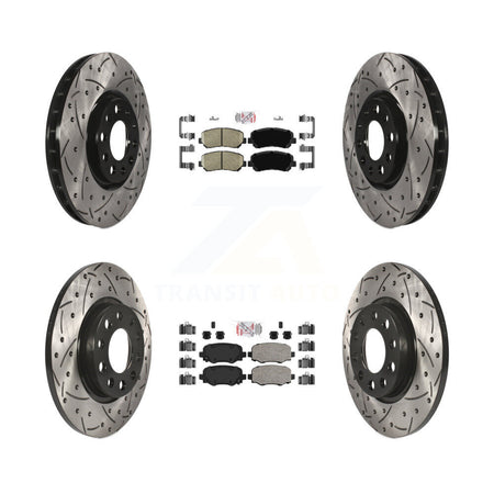Front Rear Ceramic Pads And Coated Drilled Slotted Disc Brake Rotors Kit For Chrysler 200 KDA-102447