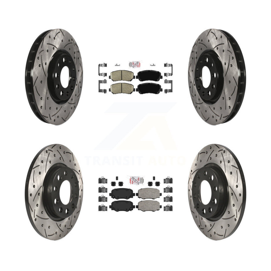 Front Rear Ceramic Pads And Coated Drilled Slotted Disc Brake Rotors Kit For Chrysler 200 KDA-102447