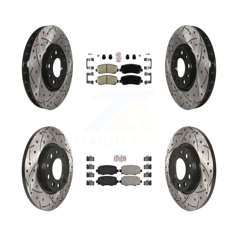 Front Rear Ceramic Pads And Coated Drilled Slotted Disc Brake Rotors Kit For Chrysler 200 KDA-102448