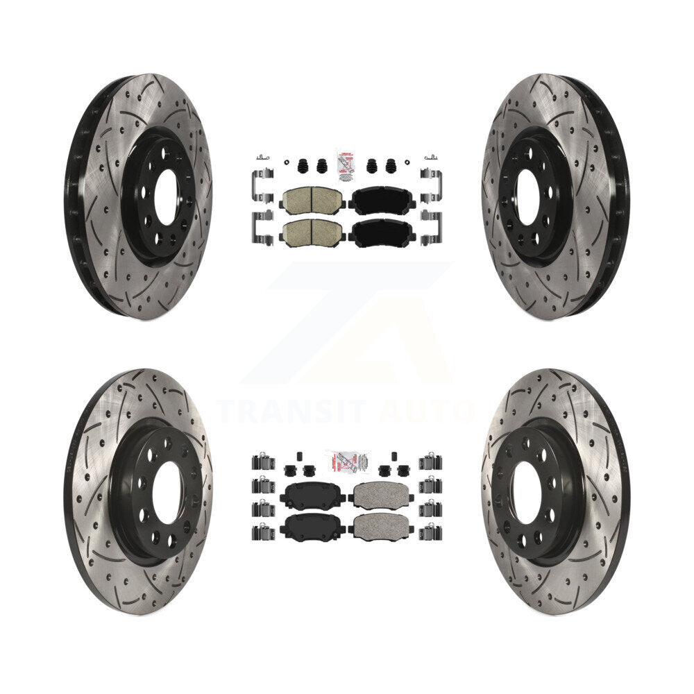 Front Rear Ceramic Pads And Coated Drilled Slotted Disc Brake Rotors Kit For Chrysler 200 KDA-102449