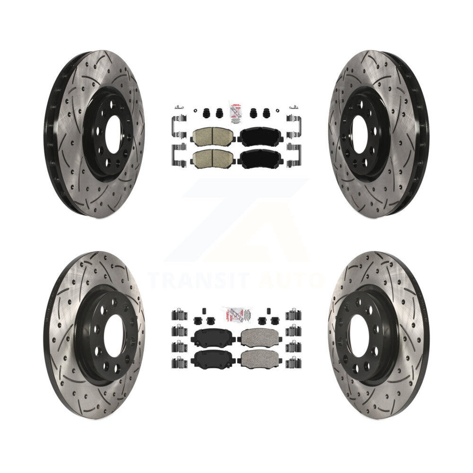 Front Rear Ceramic Pads And Coated Drilled Slotted Disc Brake Rotors Kit For Chrysler 200 KDA-102449