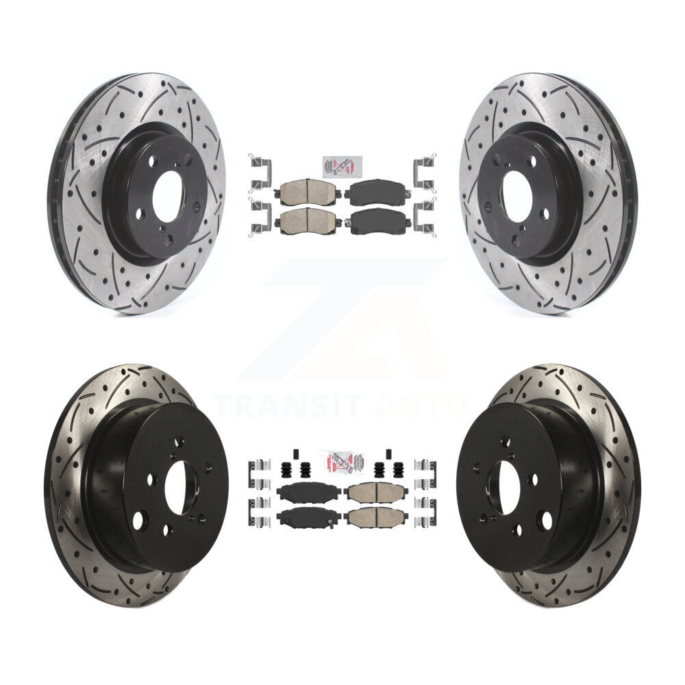 Front Rear Ceramic Pad And Coated Drilled Slotted Disc Brake Rotor Kit For Subaru Impreza KDA-102451