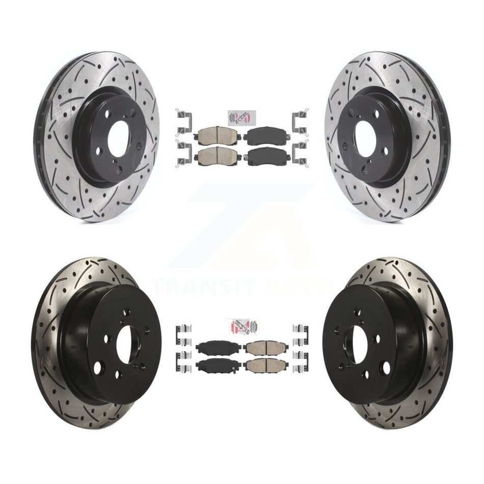 Front Rear Ceramic Pad And Coated Drilled Slotted Disc Brake Rotor Kit For Subaru Impreza KDA-102452