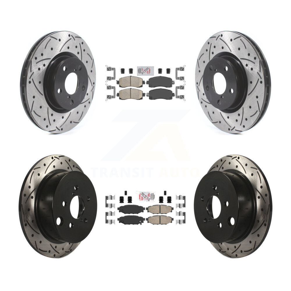 Front Rear Ceramic Pad And Coated Drilled Slotted Disc Brake Rotor Kit For Subaru Impreza KDA-102453